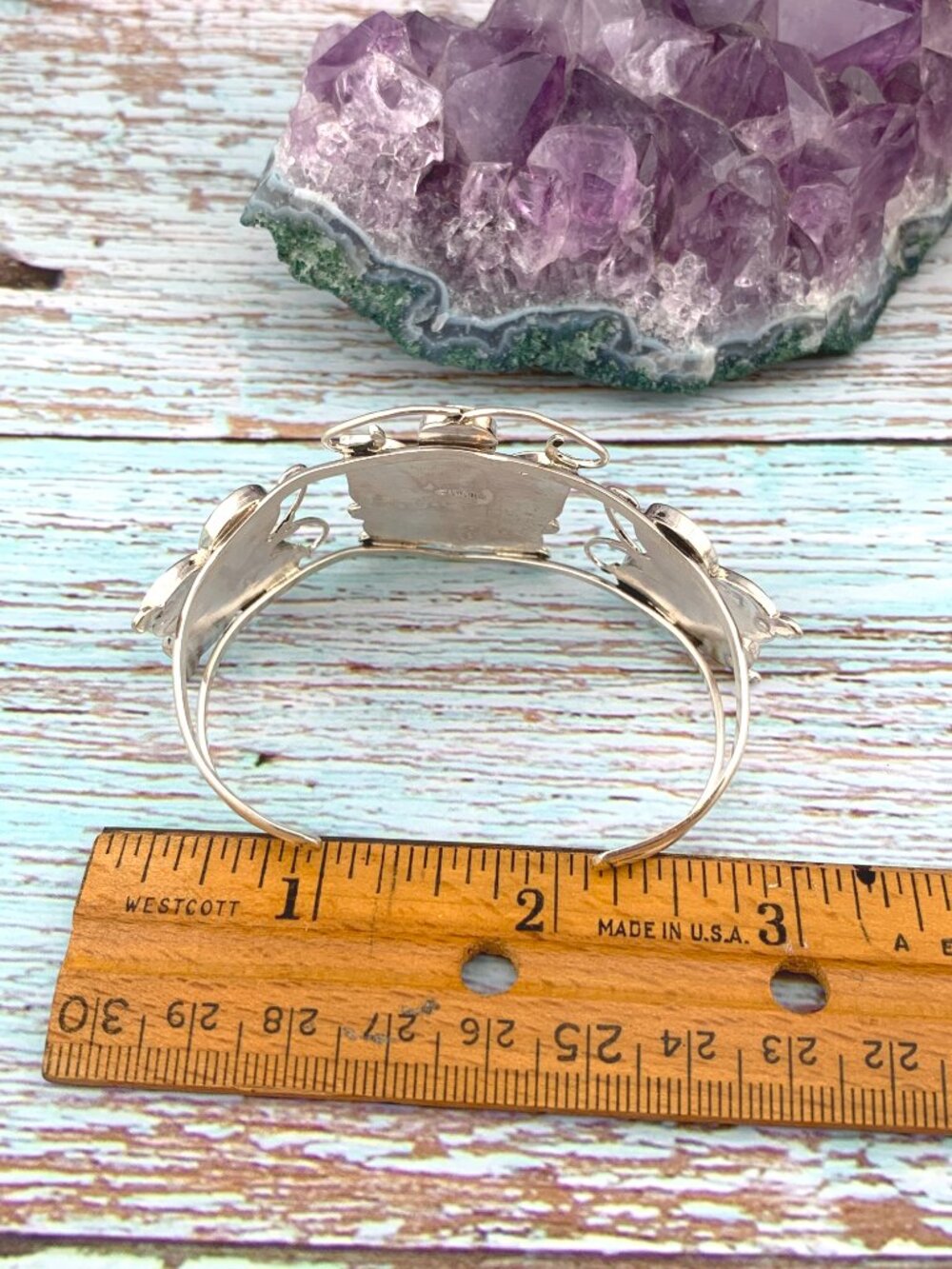 Butterfly Stone Inlay Zuni Native American Cuff Bracelet 925 A. Dishta J1423 - Picture 10 of 11